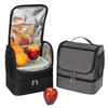 Promotional Dual Compartment Black Lunch Bag Leakproof Cooler Tote Bags for Men Women