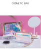 New Custom Logo Printing Clear PVC Makeup Bag Cosmetic Glitter Pink Makeup Brushes Holder Pouch Travel Bag