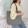 Eco Friendly Reusable Cotton Tote Bags for Women Girls Houndstooth Print Casual Shoulder Bag Handbag