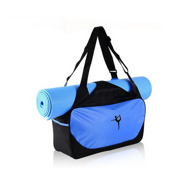 Multifunctional Outdoor Sports Gym Blue Bags with Yoga Mat Holder Customized Compartment Sport Womens Yoga Duffle Bag