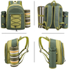 2 Person Picnic Backpack with Stainless Steel Utensils Oversized Water Fleece Blanket Big Cooler Bag