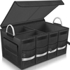 Trunk Cargo Organizer Durable Storage Collapsible Multi Compartments with Aluminium Alloy Handle Reflective Strip