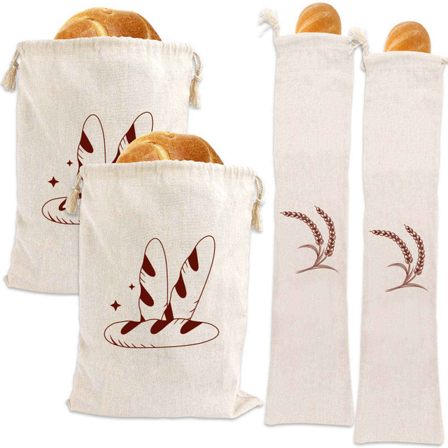 Wholesale Linen Bread Bags Ideal for Homemade Bread Unbleached Reusable Bread Storage Bakery