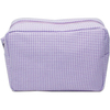Eco Friendly Small Girls Women Make Up Pouch Wholesale Pink Cotton Seersucker Cosmetic Bag for Travel