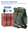 Insulated Rolltop Lunch Bag Multi-Pocket Adjustable Shoulder Strap For Work Office Picnic Outdoor Lunch Cooler Bag