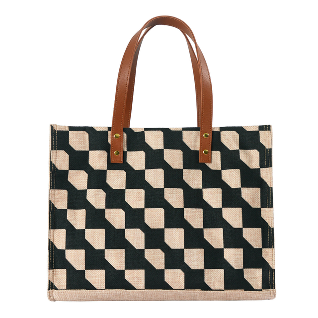 Amazon's Hot Sales Ladies' Handbag Plaid Professional working Bag Fashion Large Capacity Linen Tote Bag