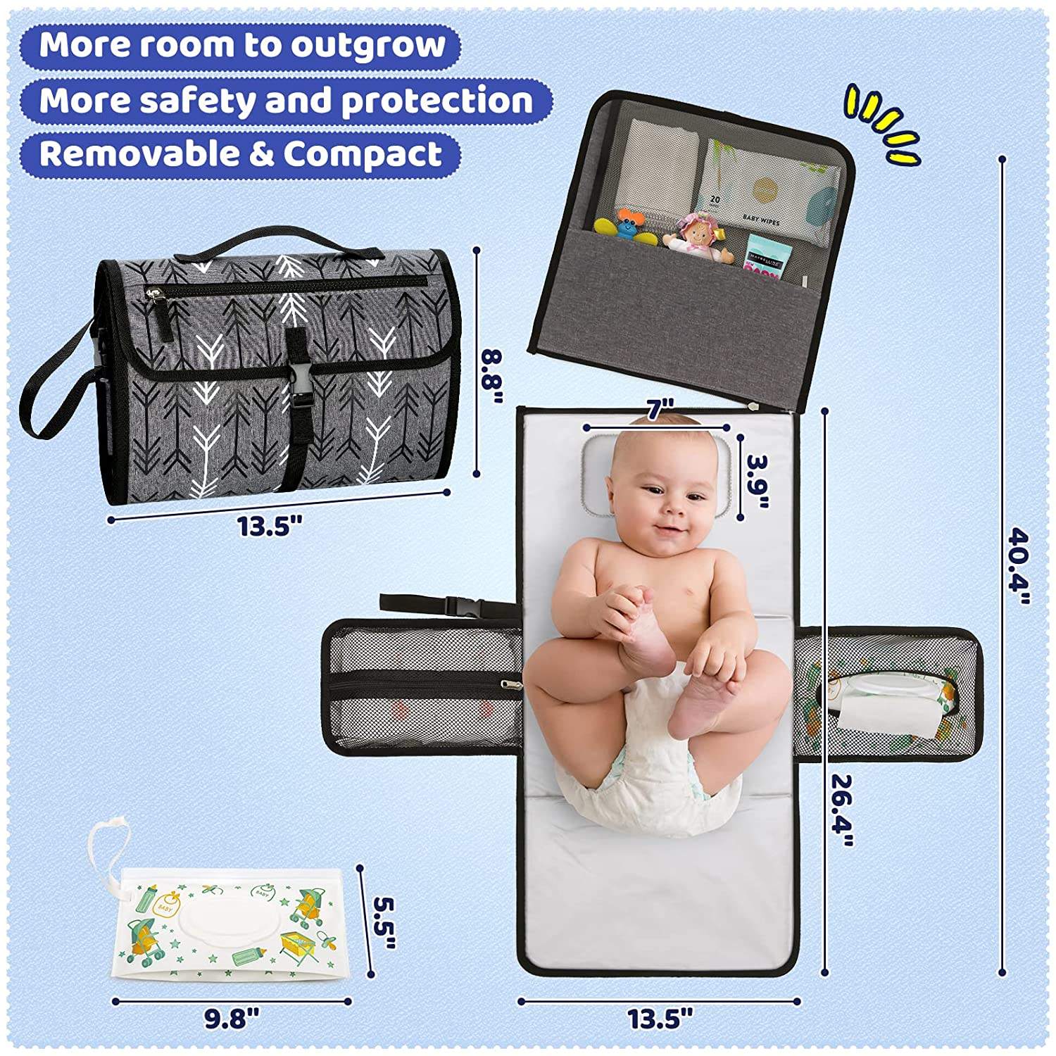 Foldable Waterproof Kids Travel Changing Mat Baby Diaper Changing Pad Portable