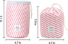 Hot Sale Drawstring Stripe Cosmetic Makeup Brush Bag Barrel Shaped Travel Makeup Organizer Bags for Women