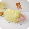 Girls Sweet Embroidery Flowers Custom Toiletry Bag Custom Women Make Up Pouch Quilted Puffered Cosmetic Pouch