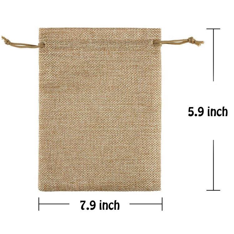 Customized Eco-Friendly Jute Gift Bag Nylon Drawstring for DIY Craft Jeweley Pouch