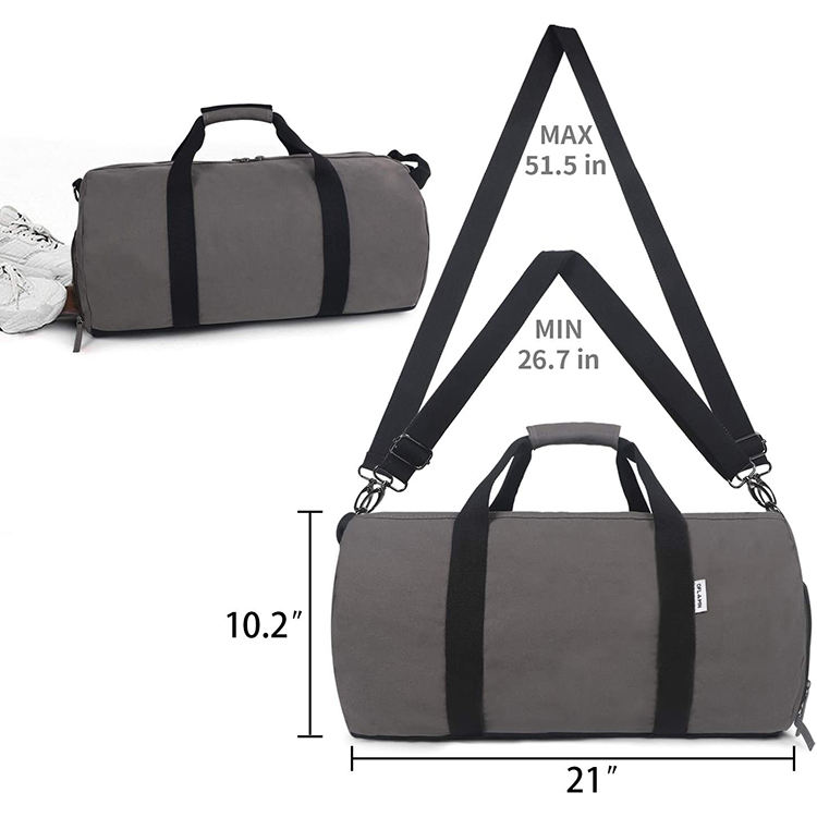 Weekender Travel Sneaker Duffle Bag Custom Logo Gym Sports Navy Cotton Canvas Barrel Duffel Bag