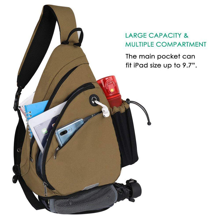 sling backpack, small crossbody daypack causal canvas backpack, chest bag for men or women