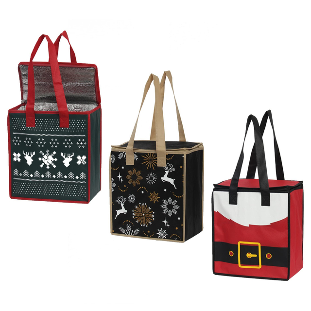 Newest Design Christmas Festival Custom Printing Cooler Bag with Aluminum Foil Insulated Thermal Shopping Bag