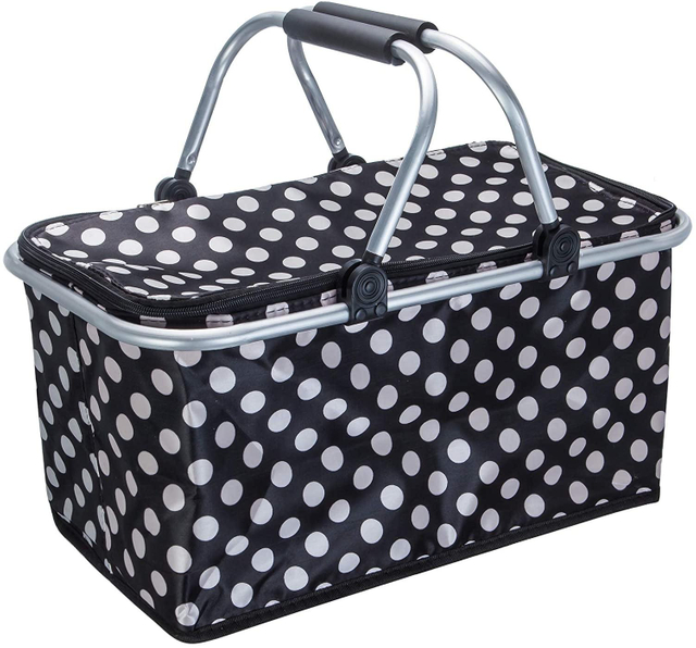 Large Size Picnic Basket 35L- Strong Aluminum Frame -Waterproof Lining - Collapsible Design for Easy Storage - Take It Camping