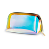 Triangle Shell Shape Small Girl Neon TPU Water Resistant Logo Zip Makeup Cosmetic Pouch Holographic PU Makeup Brush Bag