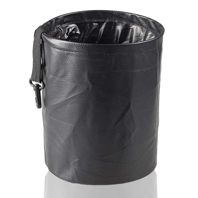 New Design Artificial Leather Car Interior Garbage Bucket Leak-proof Collapsible Car Trash Can Hanging For Headrest