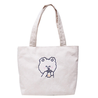 cartoon rabbit carrot women's shoulder bags embroidery custom handbags with logo fashions corduroy tote bag