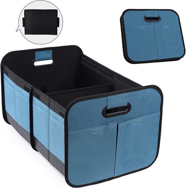 Universal Large Foldable Portable Blue Oxford Drive Auto SUV Storage Holder Bag Car Boot Trunk Organizer