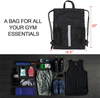 Drawstring Backpack Bag with Shoe Compartment Black Drawstring Bag with Mesh Water Bottle Holders Drawstring Shoe Bag