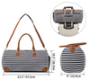Luxury striped sport duffle travel weekender bags leather gym duffel bag with shoe compartment for women and men