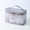 Large Capacity Black Mesh Zipper Pouch Travel Cosmetic Organizer Case Clear Waterproof Nylon Mesh Toiletry Cosmetic Bag