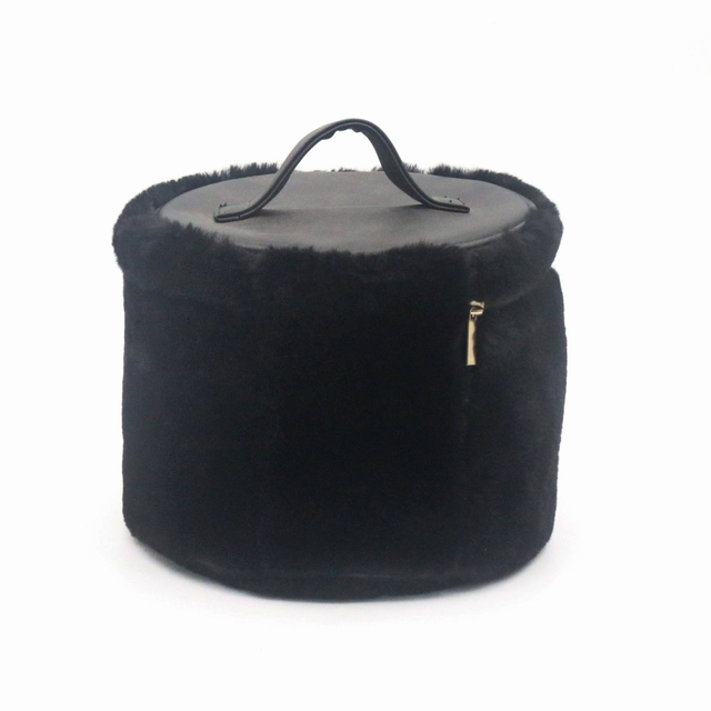 Custom Logo Black Fuzzy Large Capacity Travel Cosmetic Bag Hanging Toiletry Bag Organizer Hanging Wholesale Cosmetic Storage