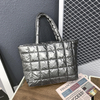 Water Repellent Oversized Winter Comfortable Quilted Market Shopping Tote Puffy Shoulder Bag