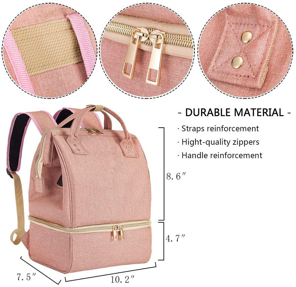 Double Layer Fresh Keeping Breast Pump Bag Backpack with Cooler for Mother with USB Charging Port
