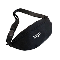 Black Canvas Fanny Pack for Men Women Fashion Hiking Travel Casual Hands Free Wallets Waist Bag