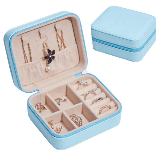 Custom Logo PU Leather Jewelry Box Women Girl Gift Trinket Box Jewelry Travel Storage Jewelry Storage Box