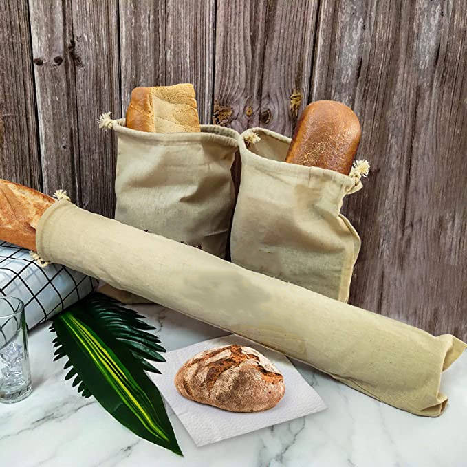 Large Reusable Organic Linen Bread Bags Eco-Friendly Cotton Bread Bags Ideal for Homemade Bread