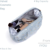 Fashion Soft Travel Cosmetic Organizer Bags Velvet Roomy Makeup Pouch for Women And Girls with Star