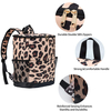 24 Cans Cooler Backpack Women Leopard Wine Cooler Backpack Bags Lightweight Soft Lunch Backpack with Cooler Compartment