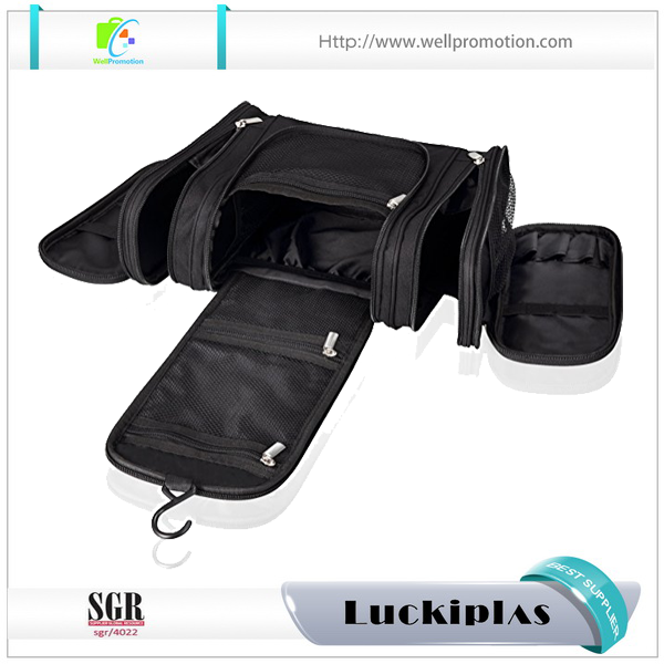 Portable travel kit organizer toiletry bag with a pothook