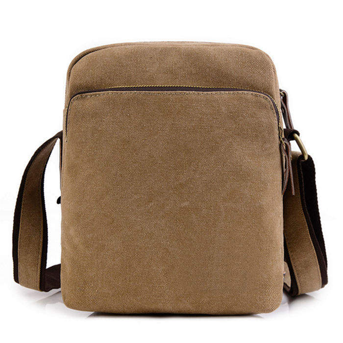 Small mens canvas documents briefcase shoulder bag