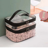 Double-layer Cosmetic Bag Toiletry Bag Large Travel Makeup Pouch Organizer Bag for Girls Women Portable Waterproof