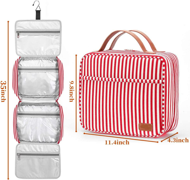 Red Travel Custom Logo Hanging Toiletry Bag Makeup Holder Make Up Organizer Cosmetic Bag With Hook
