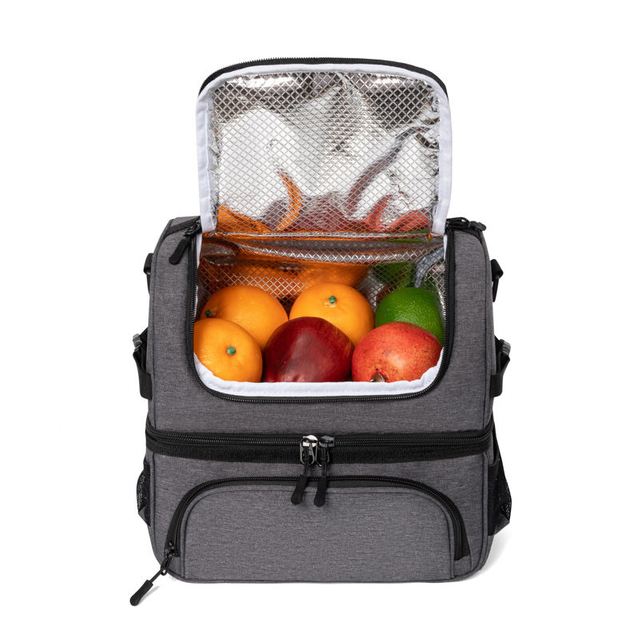Premium School Travel Picnic Thermal Insulation Ice Cooler Bags Insulated Dual Compartment Lunch Box Bag for Adults