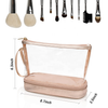 New Arrival Two Layers Makeup Brush Organizer Pouch Gift Lady Girl Fashion Golden Clear PVC Travel Cosmetic Bag Pouch