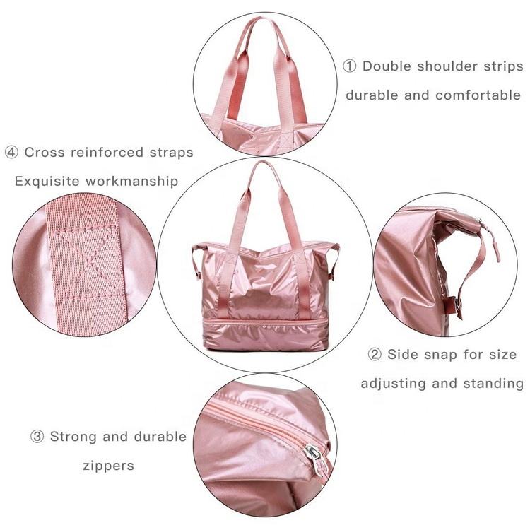New Arrival Shine Waterproof Ladies Tote Bags Travel Portable Two Layers Utility Multi-functional Large Tote Bag