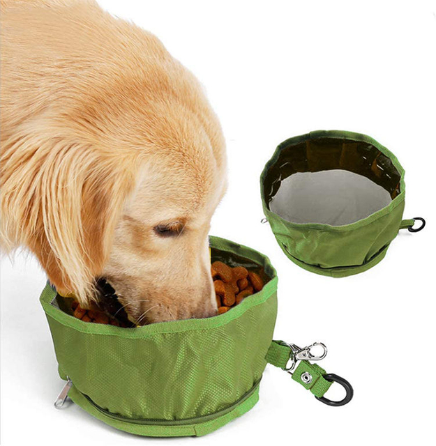 Travel Outdoor Portable Oxford Fabric Folding Pet Dog Water Bowl Waterproof Collapsible Dog Bowl