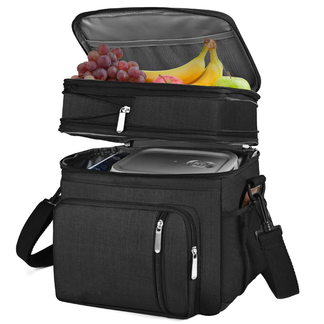 Insulated Lunch Bags for Women Men Large Lunch Box Leak Proof Double Deck Soft Cooler Tote Bag