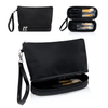 Fashion Black Waterproof Two Layer Cosmetic Pouch Ladies Carry On Clutch Makeup Bag With Brush Organizer