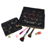 Wholesale Custom Pretty Embroidery Flower Lace Laminated PVC Makeup Zipper Pouch Cosmetic Bag