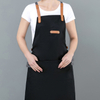 custom waterproof black cotton cooking apron for men and women adjustable kitchen apron with pockets
