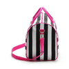 Fashion Black Striped Women Duffle Bag Hand Carry Travel Weekend Gym Sport Duffel Bag For Yoga Swimming Fitness