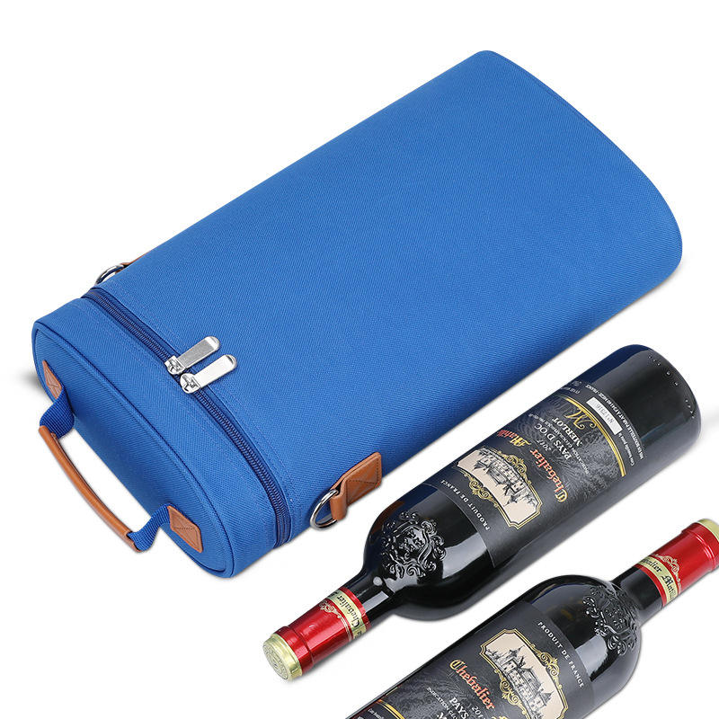 BSCI Factory Wholesale Portable Thickened Aluminum Foil Refrigerated 2 Bottles Wine Insulation Cooler Bags