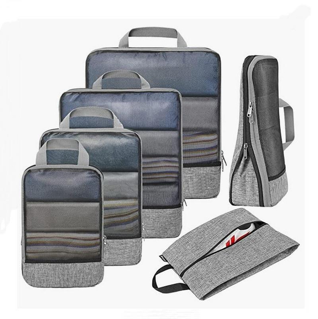 High Quality Waterproof Large Travel Compression Suitcase Organizer Set Luggage Packing Cubes for Men Women