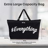 Extra Large Black 100% Cotton Reusable Shopping Bag Multi-functional Grocery Lady Cotton Tote Bag with Zipper