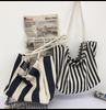 Plain Custom Print Stripe Canvas Large Capacity Woman Grocery Tote Bag Beach Bag for Shopping